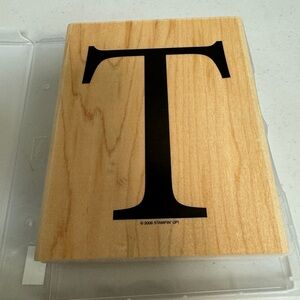 Stampin Up Retired Large T Jumbo Monogram Wood Block  Rubber Stamp Card Scrapbok